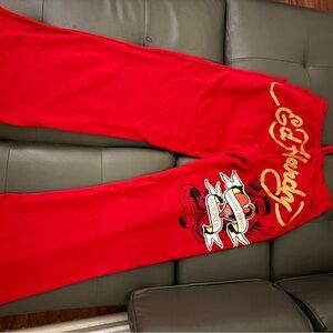 ed Hardy Red Graphic Sweatpants